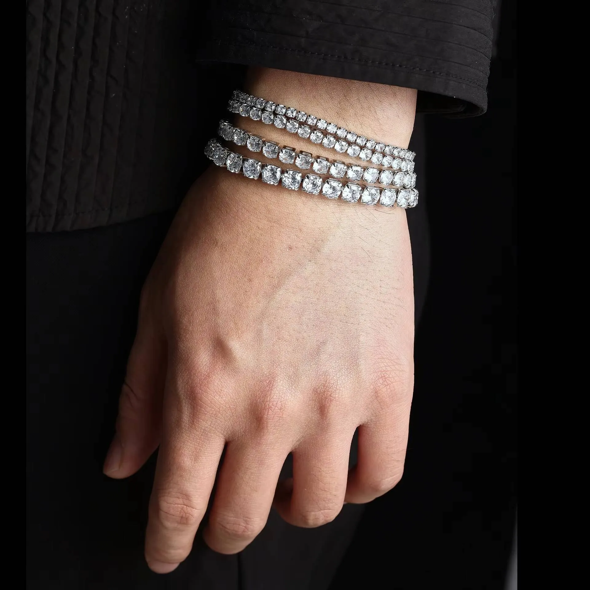 ジルコニア Fashion Silver Tennis Chain Bracelets For Women & Men From