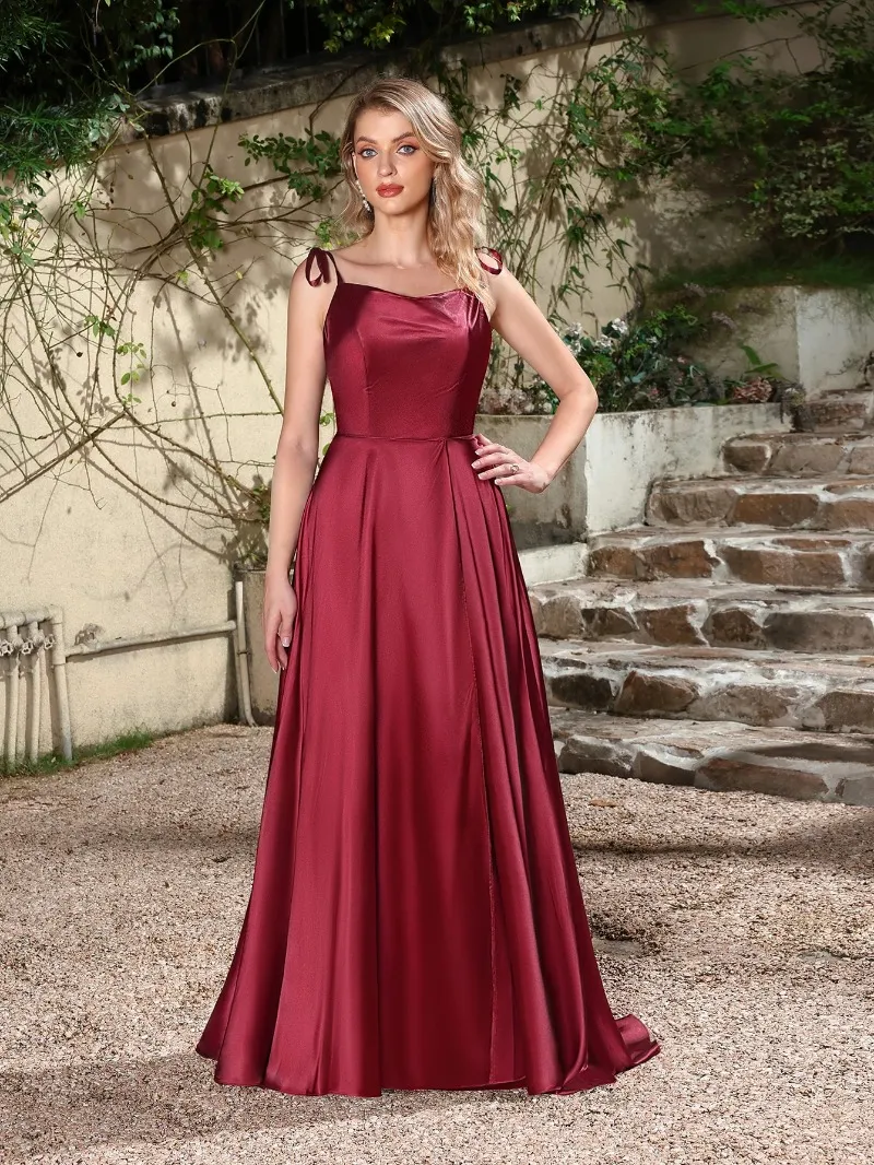 Burgundy Satin Double Slit Prom Dress With High Slit,... From  Missbeautydress, $31.51 | DHgate.Com