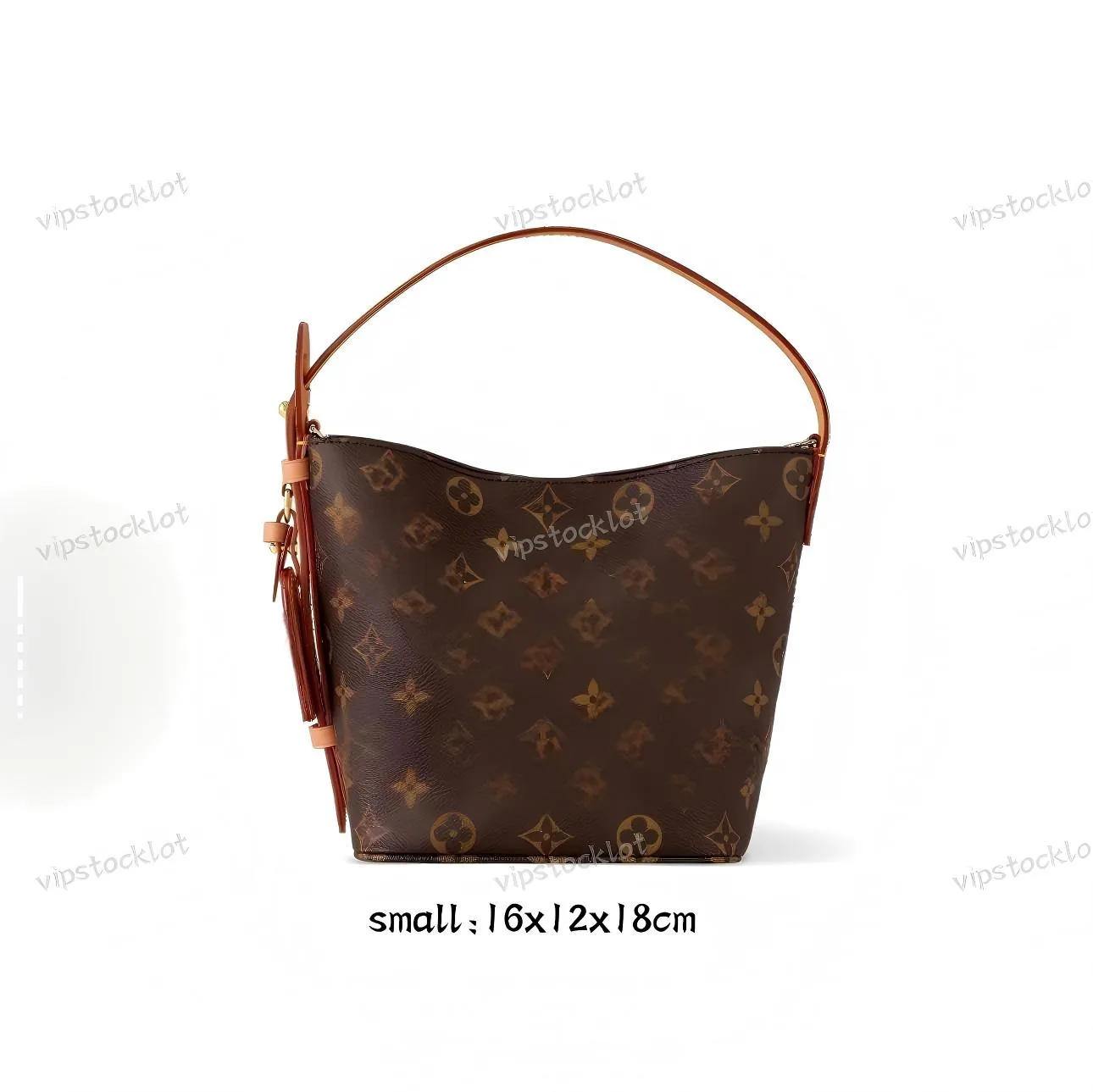 Genuine Leather Small Bucket Bag with Magnetic Snap Closure and Single ...