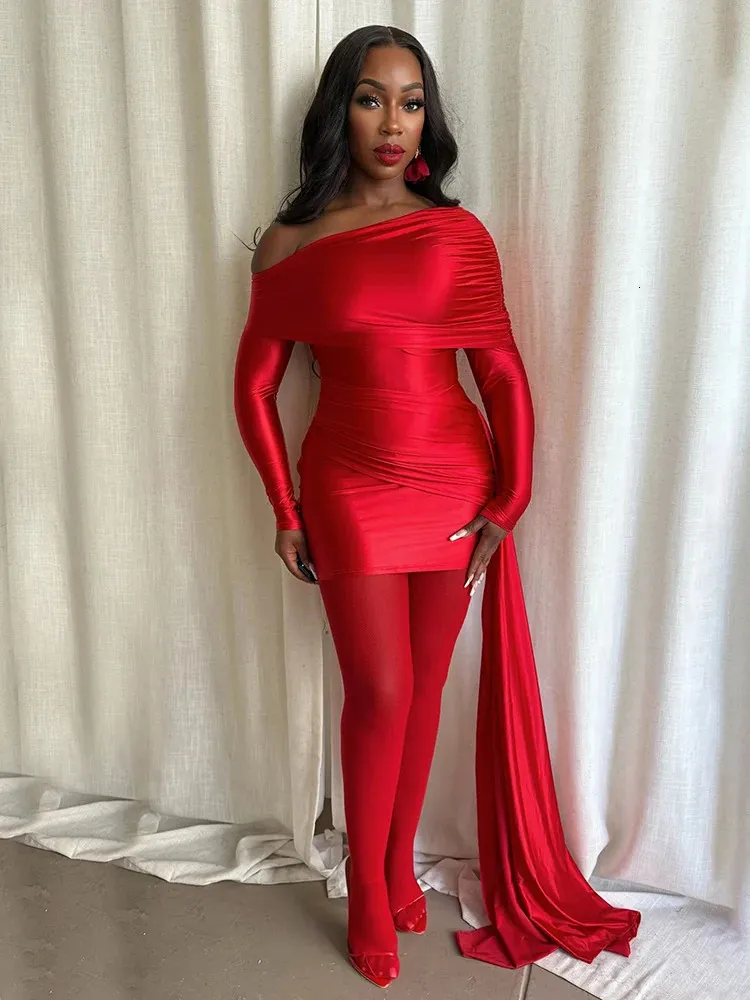 Weird Puss Sexy Christmas Dress Women Ruched Elegant Ribbon Irregular Full  Sleeve Evening Skew Collar Skinny Peach Hip Bodycon 251128 From 21,53  |  DHgate
