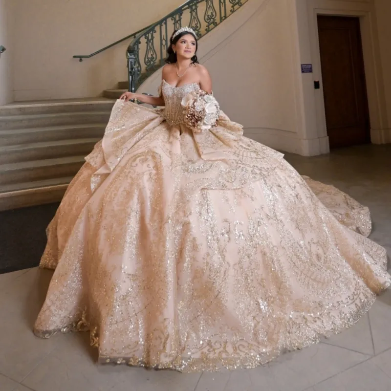 Rose Gold Shiny Quinceanera Dresses Off The Shoulder... From 249,73 | DHgate Rose Gold Shiny Quinceanera Dresses Off The Shoulder... From 249,73 | DHgate