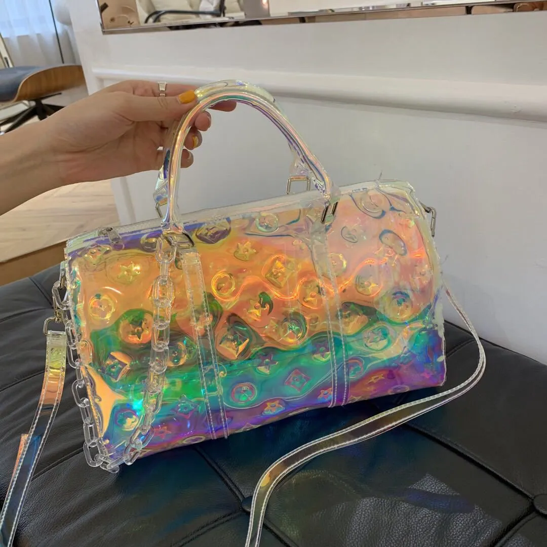 Free Shipping Designer Tote Colorful Trendy Casual Travel Bag With Waterproof Compartment Chic Handheld Holographic_voghion.com