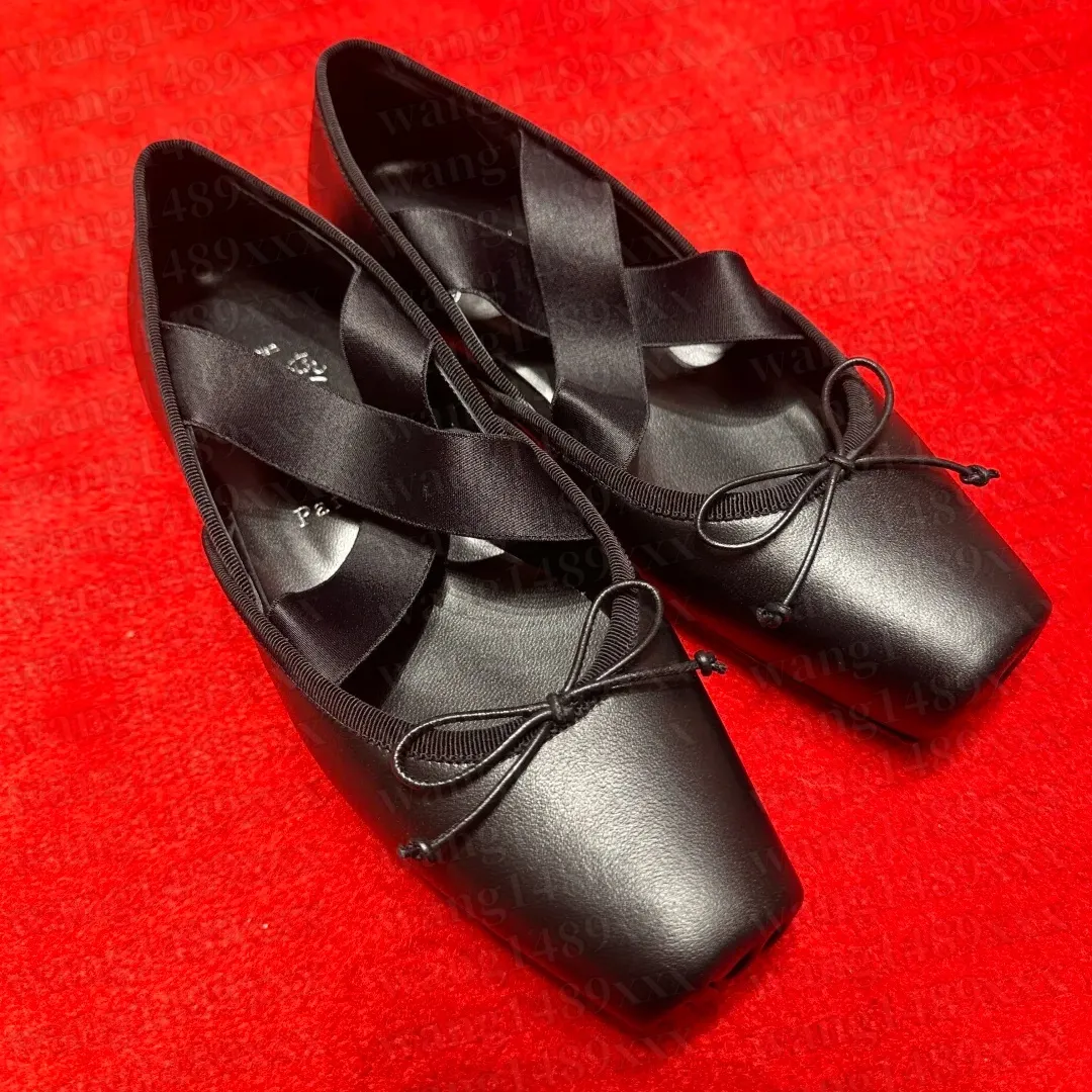 Red leather satin mary jane ballet flats for women with rhinestone ...