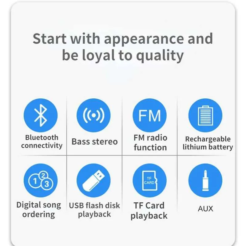 Portable Bluetooth Speaker with FM Radio, TF Card, U Disk Support, NFC ...