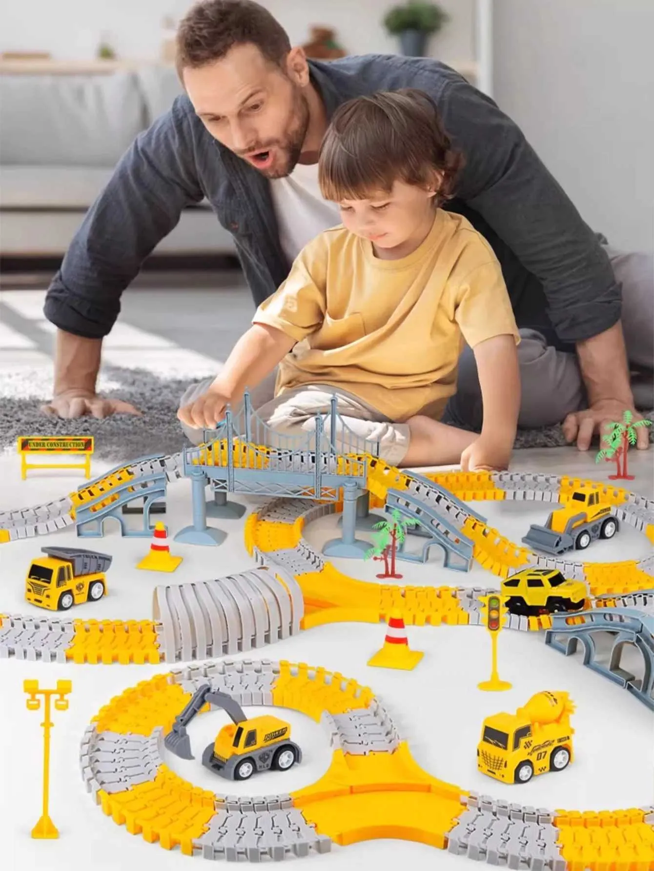 Toy Blocks Track Kids DIY Building Block Track Puzzle Toy 1:5 Scale for Ages 5-7, Train ...