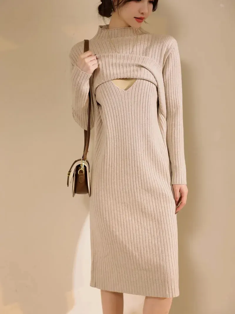 postpartum winter dress Woman Long Sleeve Maternity Knit Solid Color Pregnancy Nursing Clothes from Dhgate Maternity Dresses Size:Custom (Plus Size) The wrap design top brand_lauren-james black long sleeve bodycon