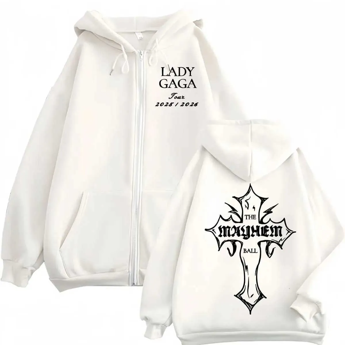 Lady Gaga The MAYHEM ZIP HOODIE　M ベージュ Lady Gaga The Mayhem Ball Tour 2025 Zipper Hoodie – From
