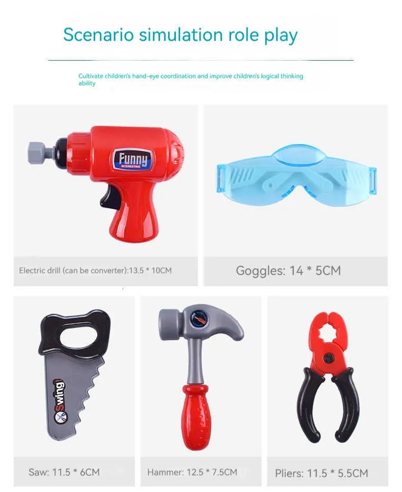 Childrens Repair Tool Set DIY Pretend Play Toy for Boys Maintenance ...