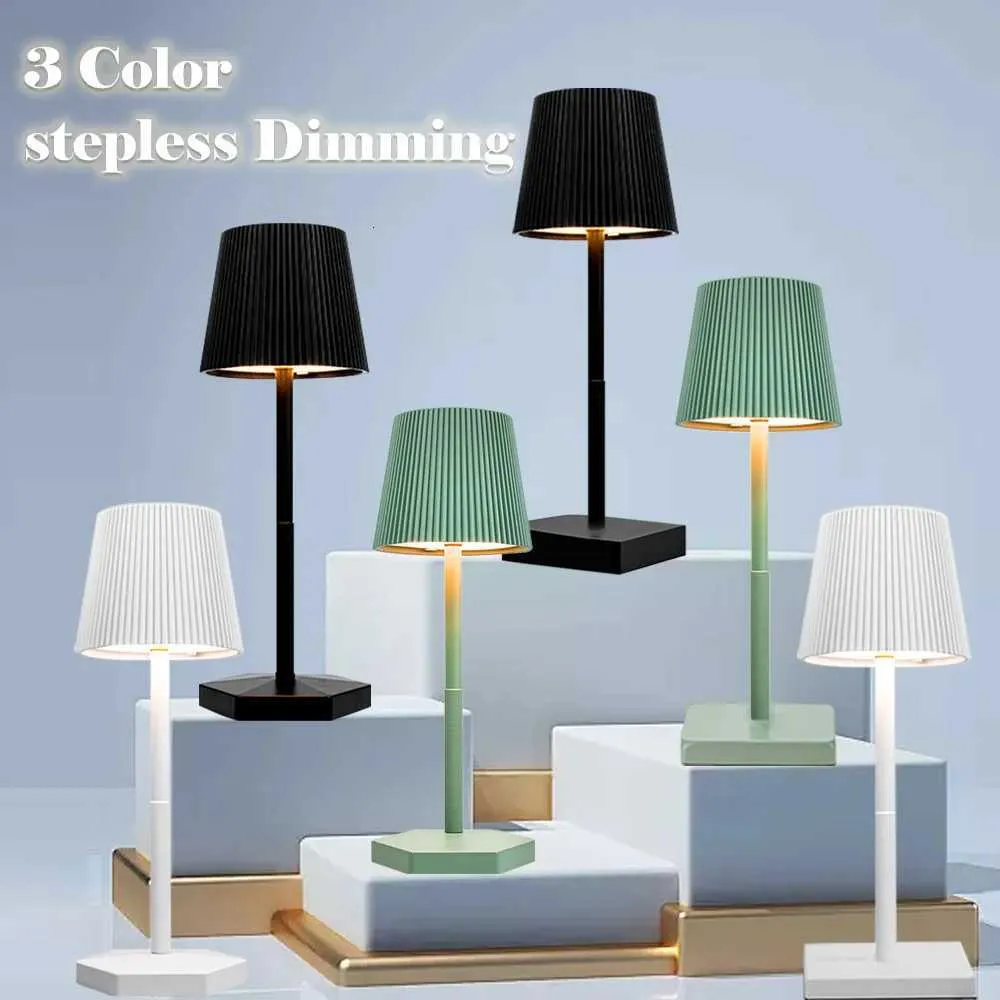 Cordless LED Table Lamp – 3-Color Dimming Touch Bedside Light, Rechargeable Gothic Black Desk Lamp For Bedroom, Living Room, Patio
