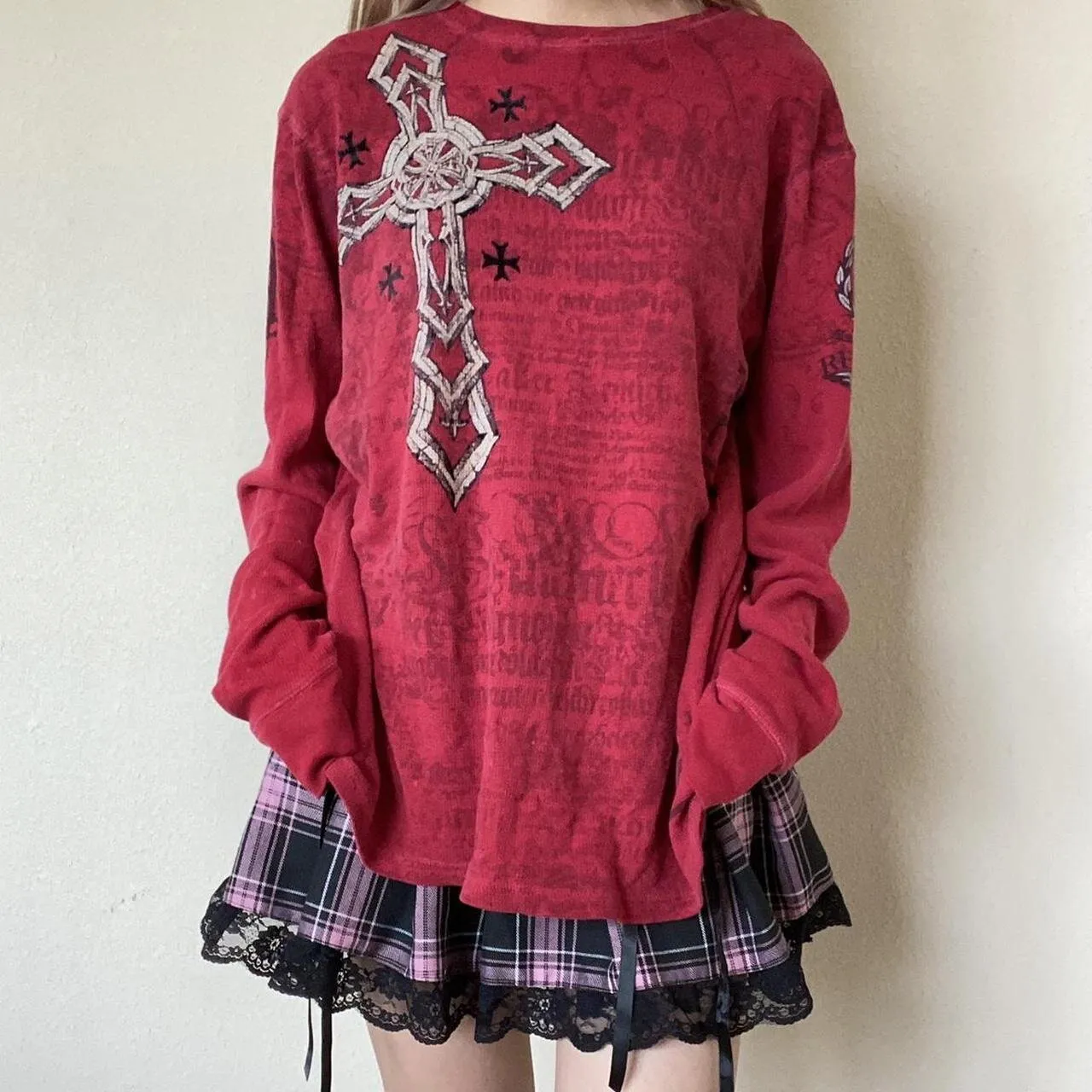 Wholesale Goth Tops, Y2K Grunge Long Sleeve Tee 2000s Hip Hop