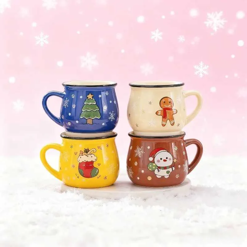 M251206 Ceramic Christmas Coffee Mugs - 150ml Cute Santa, Elk & Penguin  Cups for Office, Home, Milk, Tea, Holiday Drinkware Gifts