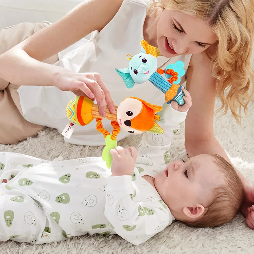 Baby Rattles Soft Hand Grab Sensory Shaker Plush Animal Toys for ...