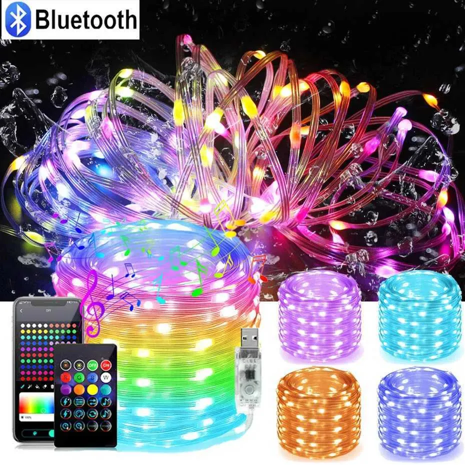Waterproof Set Led Light Bluetooth RGBIC Waterproof LED Strip Lights 50M 20M 10M Music Sync ...