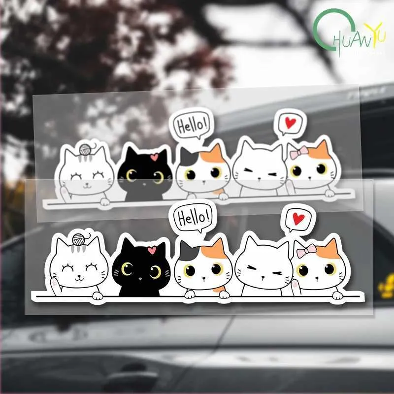 Adesivi riflettenti da graffiare 3D per specchietti retrovisori di auto, a forma di occhi di gatto