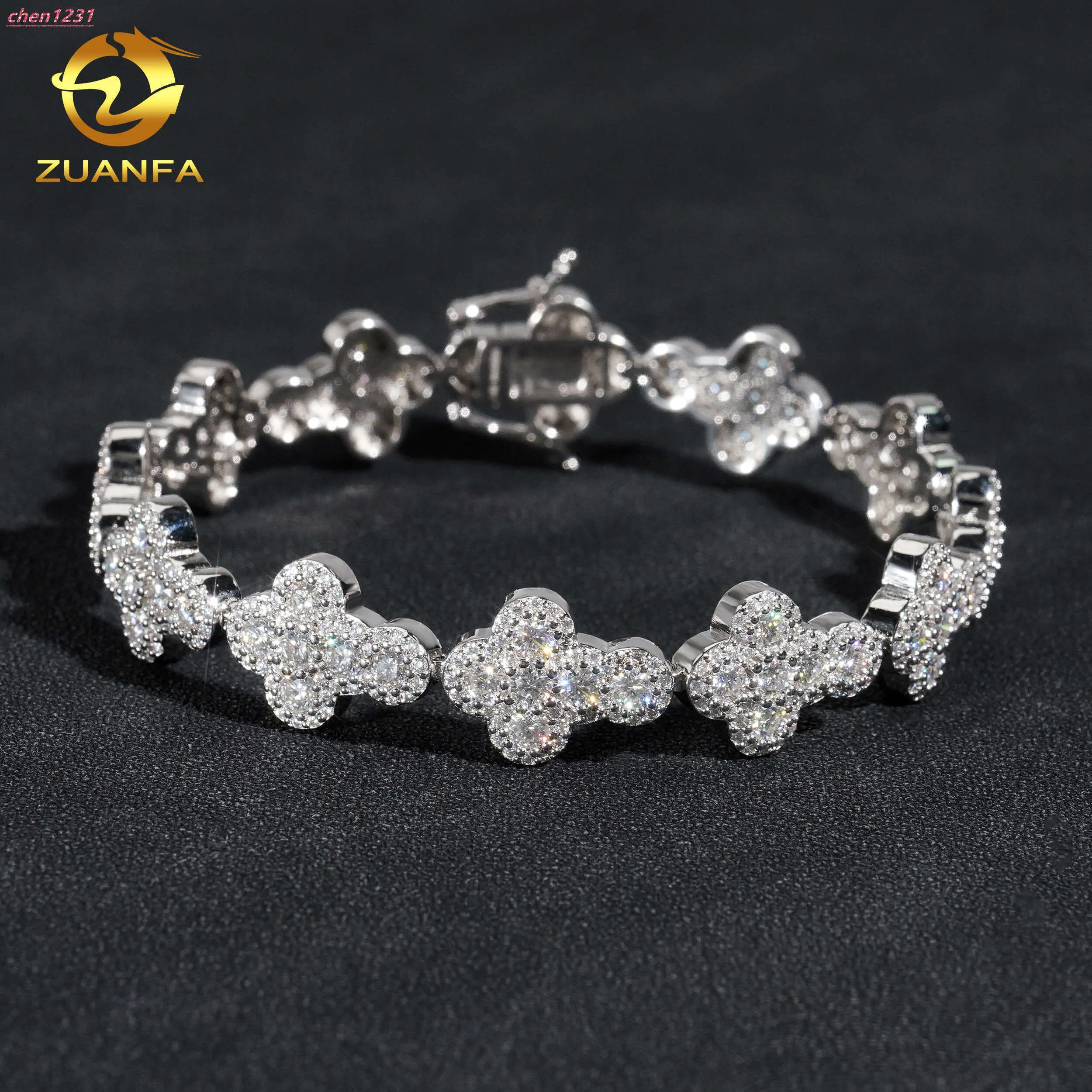 Gra Certificated Pass Tester 925 Silver Iced Out Cluster Tennis Bracelet Moissanite Diamond_voghion.com