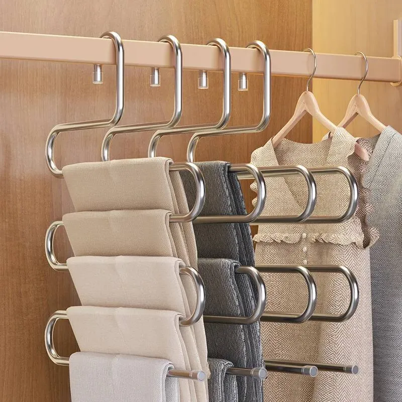5 Layers Multi-Functional Clothes Hangers Metal Pant Rack with ...