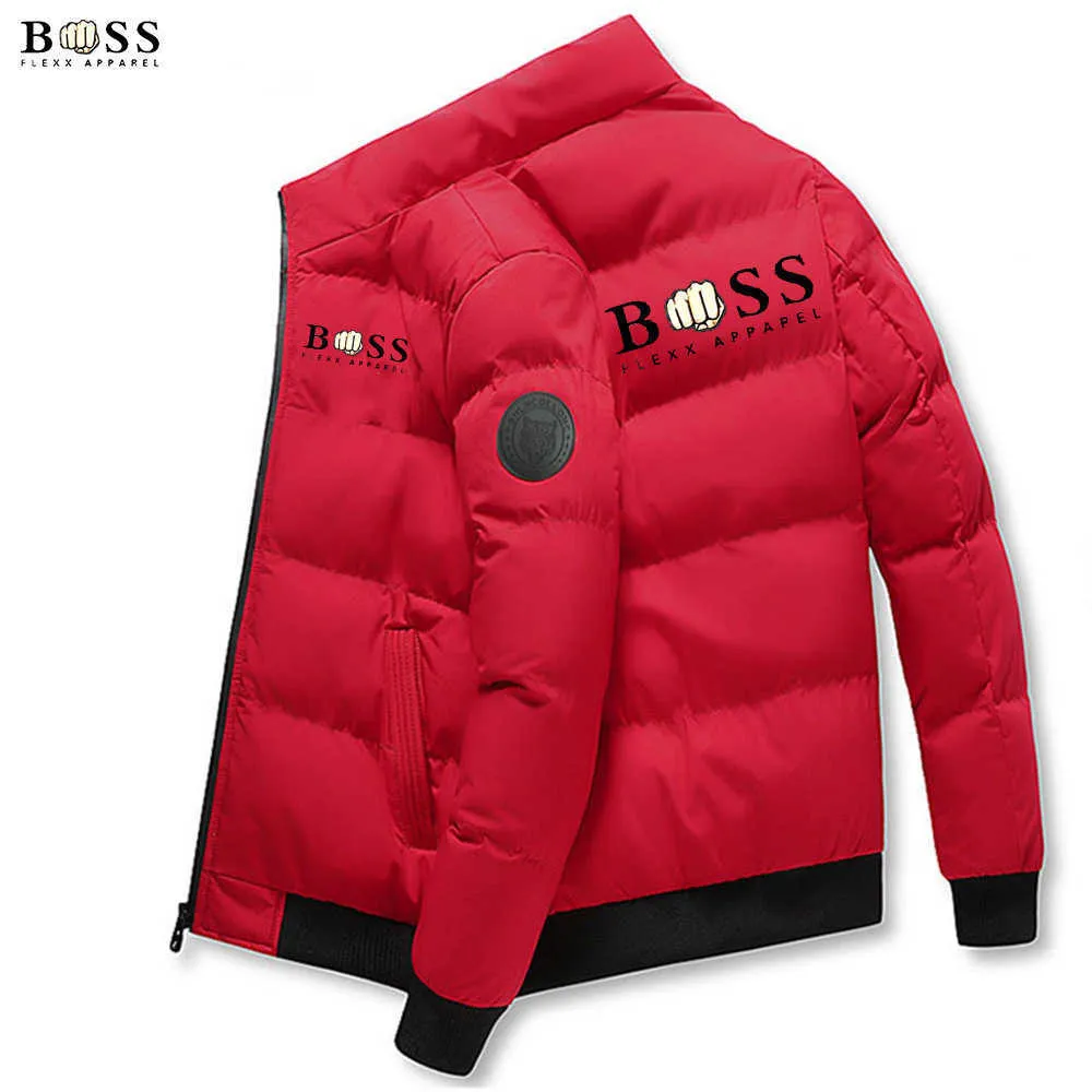 Men's Cotton Stand Collar Down Jacket Thickened Winter Coat with