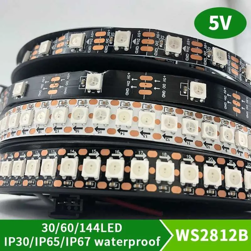 WS2812B IC intelligent LED pixel strip 5050 full color RGB 5m 5V ...