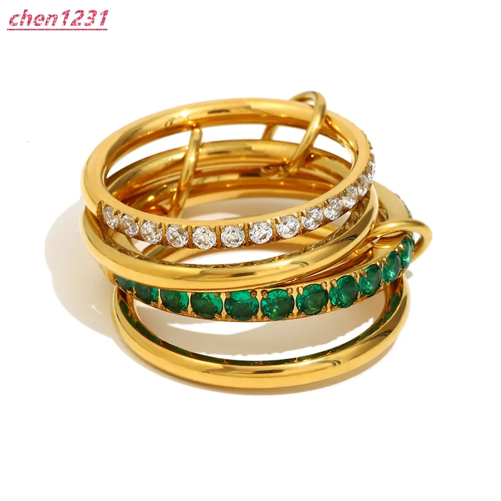 Set bracciale a quattro anelli placcato oro 18k con morganite_voghion.com