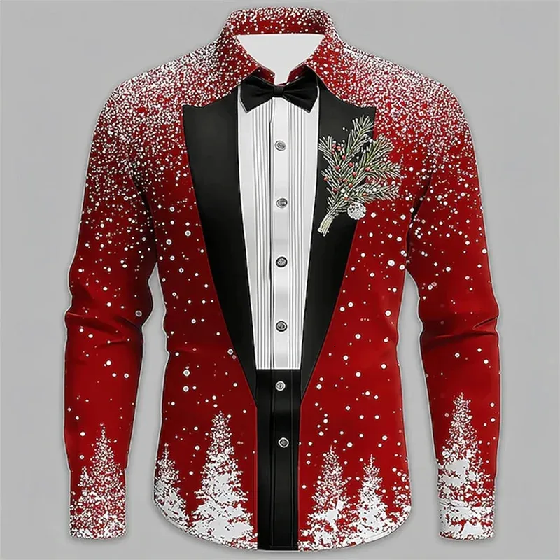 Christmas Mens Dress Shirt With Red Snowflake And... From 22,98  | DHgate