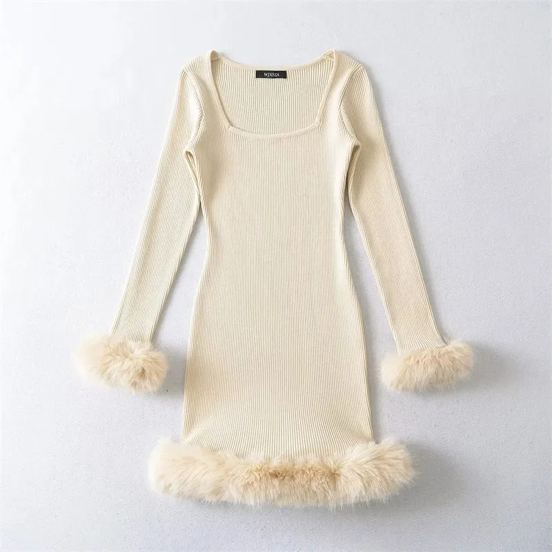 dress knitted autumn fur KEYANKETIAN Womens Fur Patchwork Knit White Feather... From Zhi04,  Rs.3,482.14 In Bulk