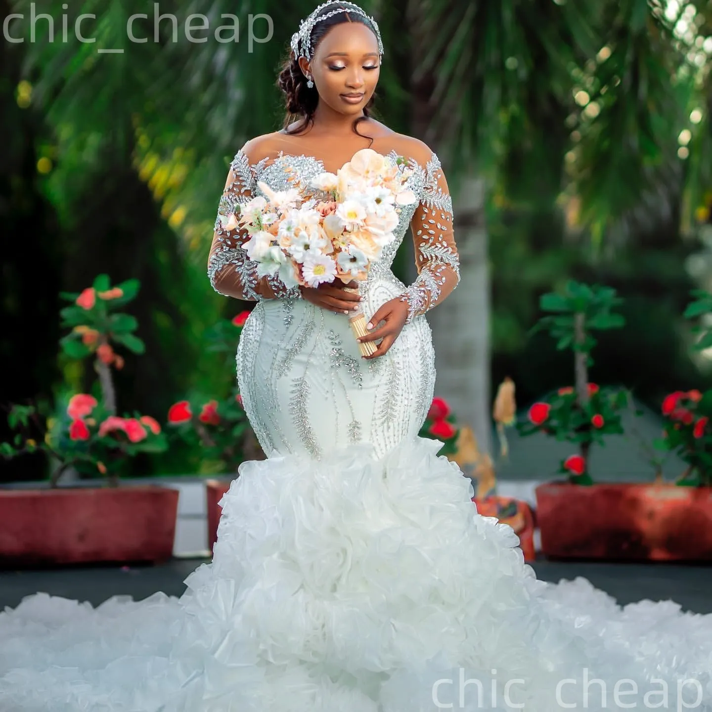 plus ivory wedding dresses Luxurious Ivory Plus Size curvy wedding dresses with Beaded Crystals and Sheer Neckline