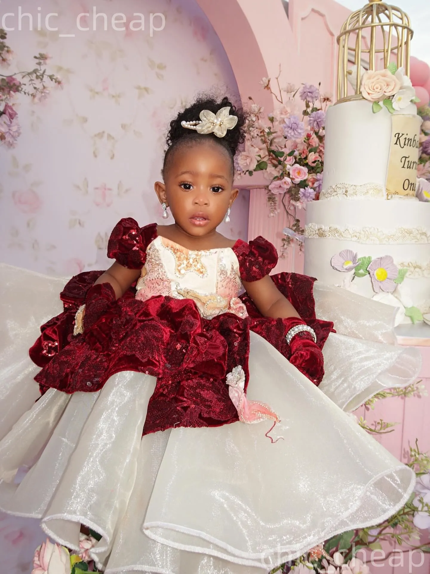 burgundy flower girl dress 4t Burgundy Flower Girl Dress Children Formal Prom Dress