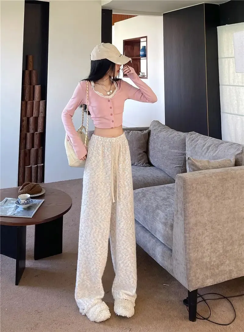 Rainbow Glutinous Rice Acetate Bootcut Capri Pants Low Waist Casual ...