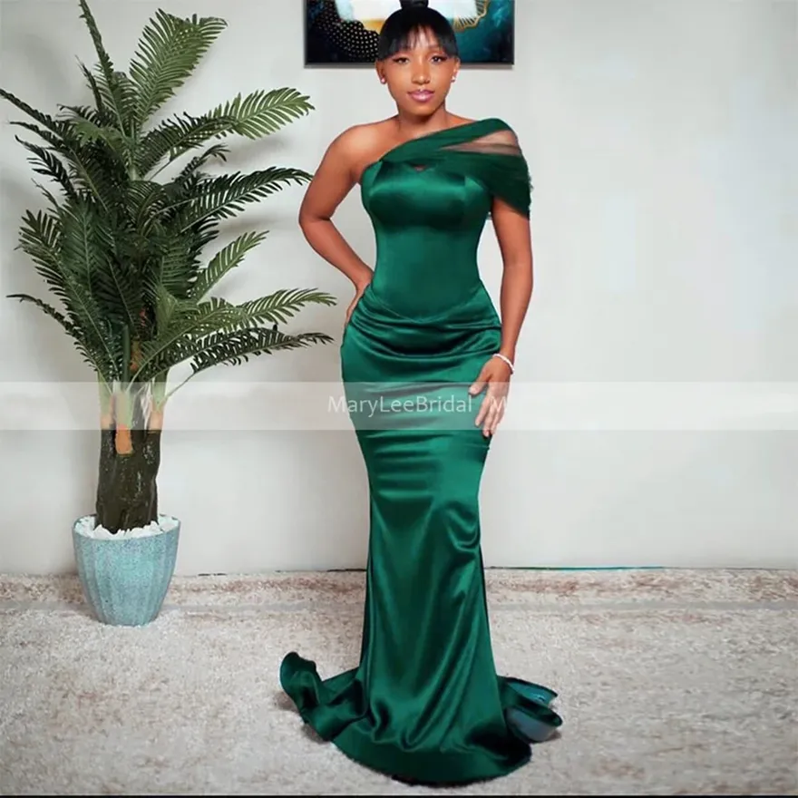 Crystal Peach One Shoulder Mermaid turquoise bridesmaid dresses - Floor Length Plus Size Maid of Honor Gown for Wedding Party