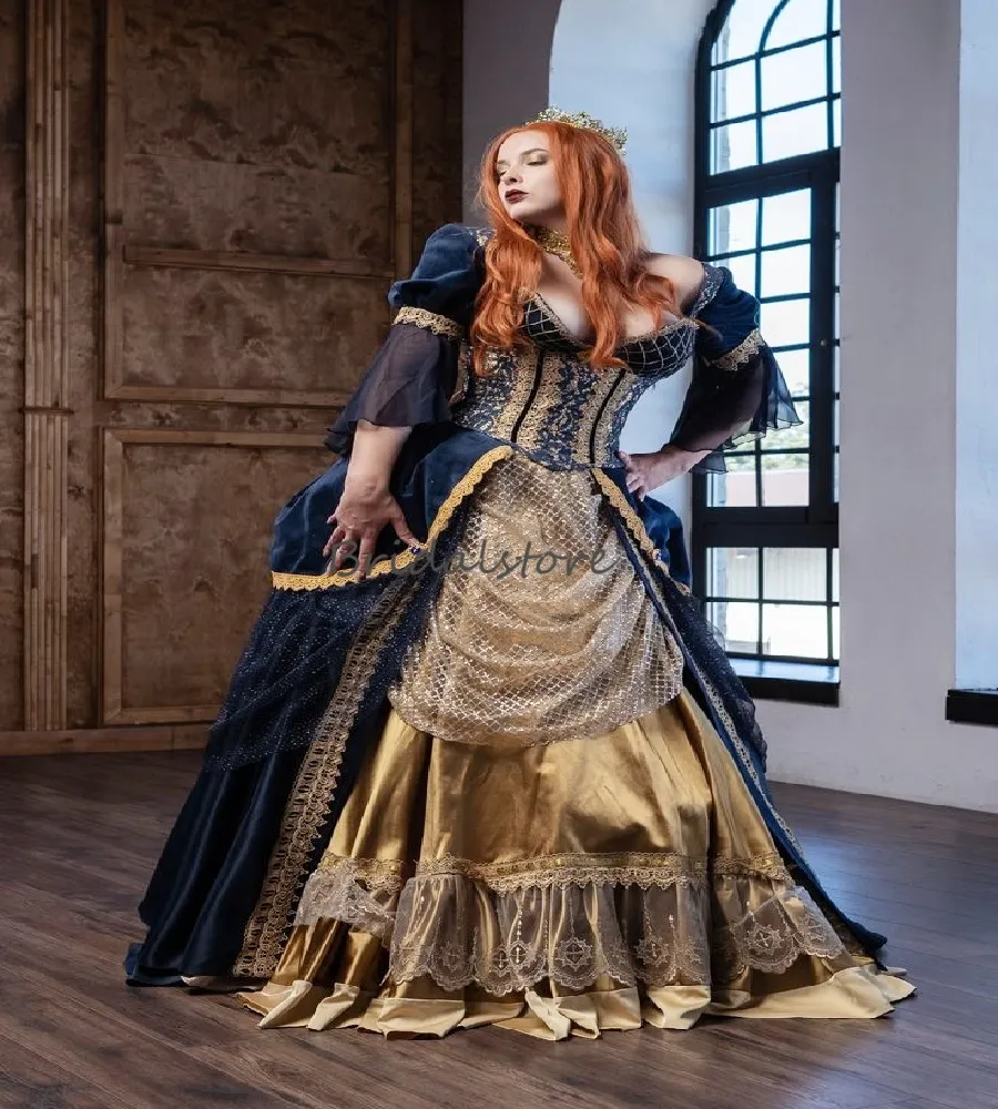Fantasy Navy And Gold Evening Gowns 2026 Retro Lace... From 127,74 | DHgate Fantasy Navy And Gold Evening Gowns 2026 Retro Lace... From 127,74 | DHgate
