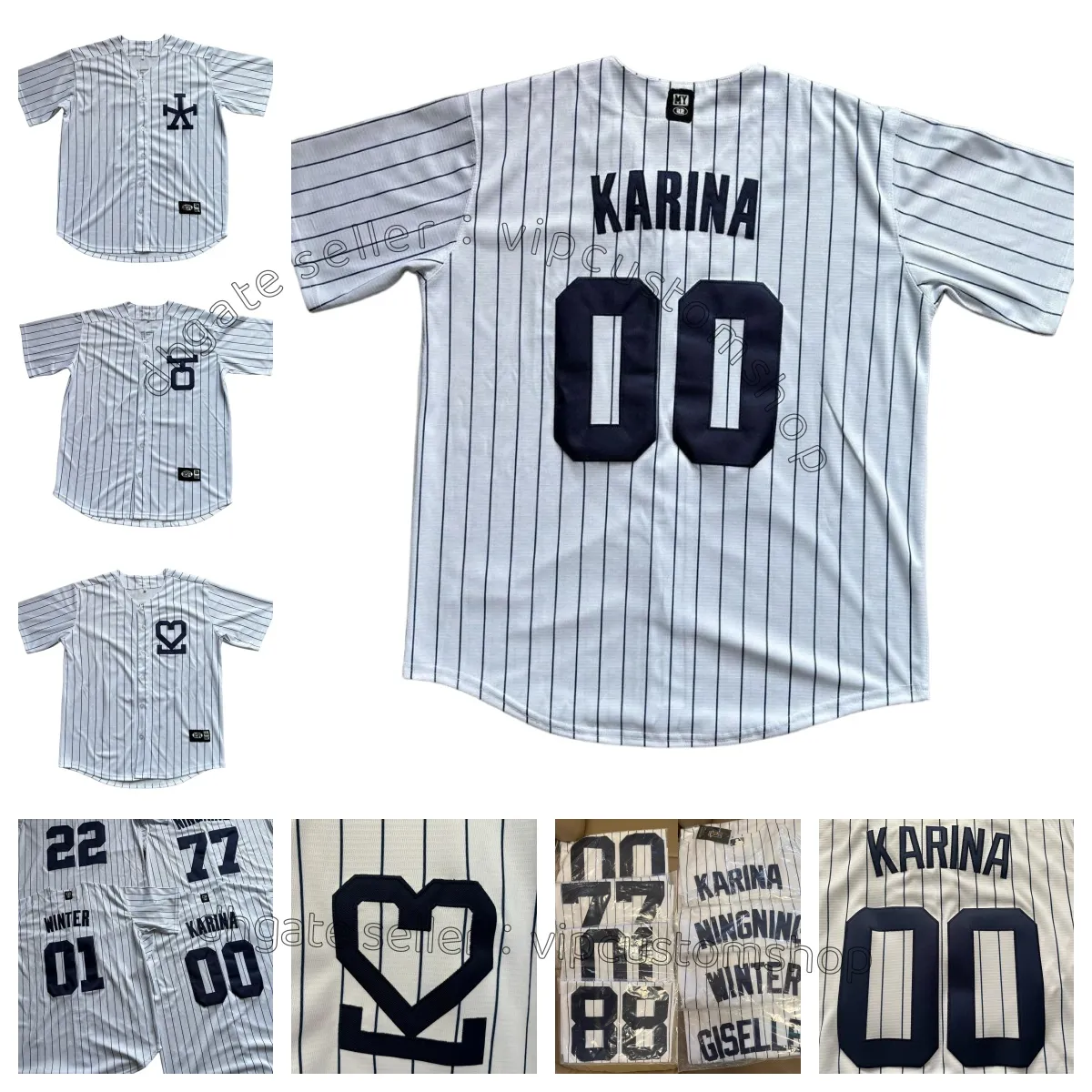 Stitched AESPA 00 Karina White Baseball Jersey Winter From 17