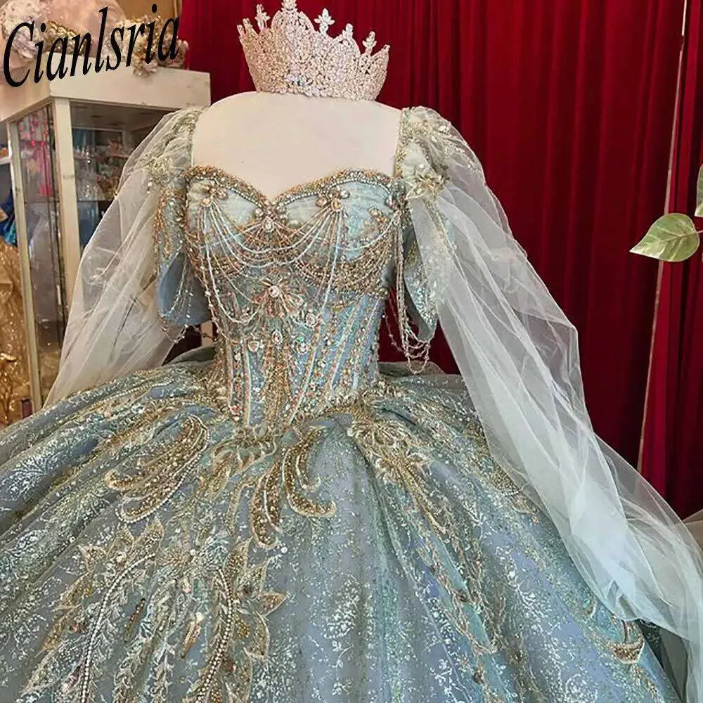 mint and gold quinceanera dresses Strapless Quinceanera Dress: Princesa PR30121 Emerald/Gold / 00