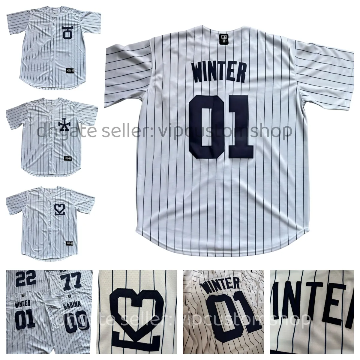 Stitched Aespa 01 WINTER White Baseball Jersey Winter From 17