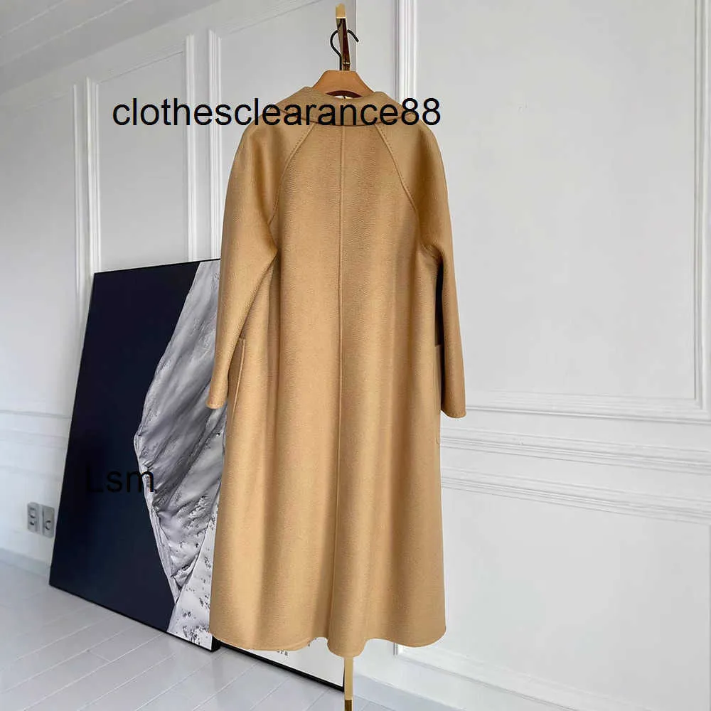 ✓ DHgate Labbro Max 여성용 Ludmilla 양면 카멜 캐시미어 울 코트 물 리플 디자인 디자이너 아우터웨어 | 신상품  여성 울 & 울혼방 제품