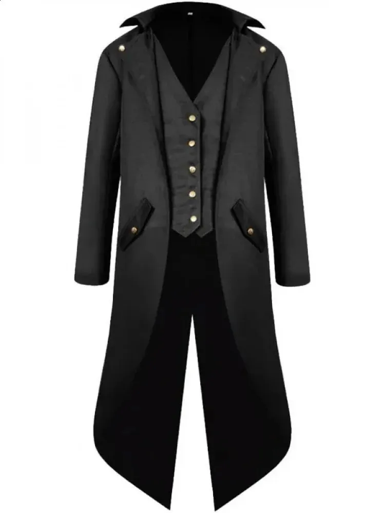 Gothic steampunk rokkostuum voor heren, vintage mantel, middeleeuws, jas, Victoriaans carnavalskostuum, cosplay, Halloween, fashing smoking kostuum, rood, 3XL
