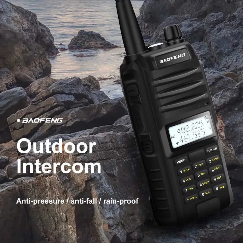 Walkie Talkie Baofeng BF-F11 de 10 W, IP67, resistente al agua, tribanda, FM, VOX, 128 canales, linterna, DTMF, alarma de emergencia bidireccional._voghion.com