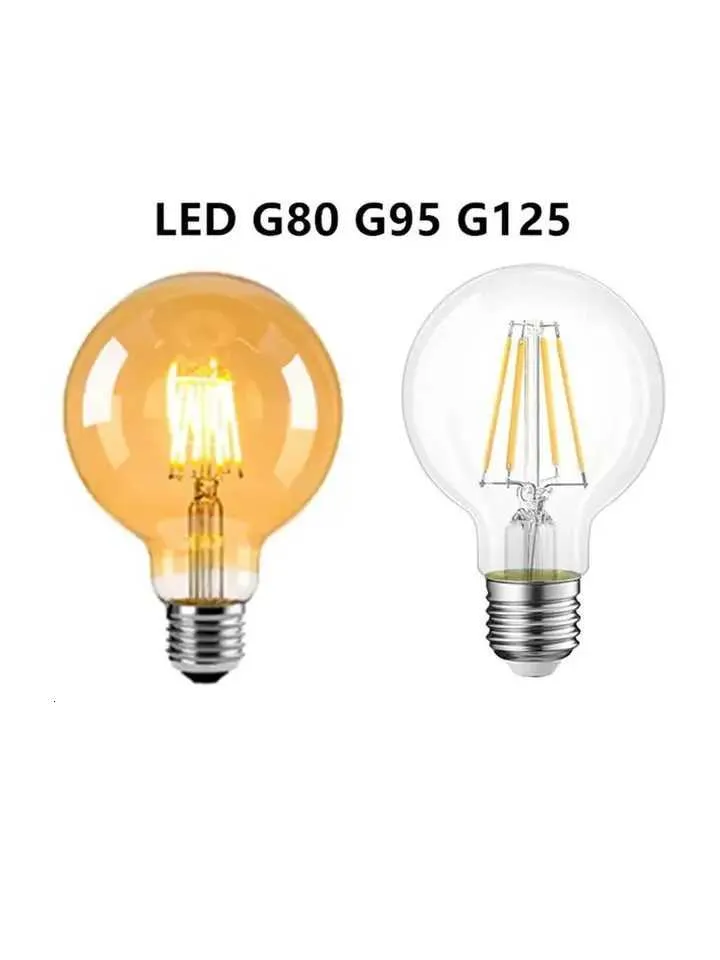 LED Edison Filament Globe Bulb G80 G95 G125 4W 6W 8W 10W 12W Warm White ...