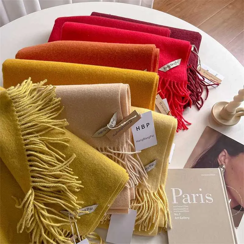 Solid Cashmere Scarf Women Thick Warm Winter Shawl Big Size Outdoor ...