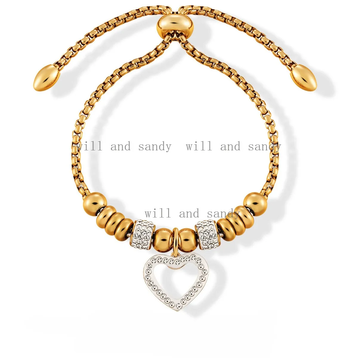 ブレスレット デザイナー 18K ゴールド ラブ ハート チャーム 
