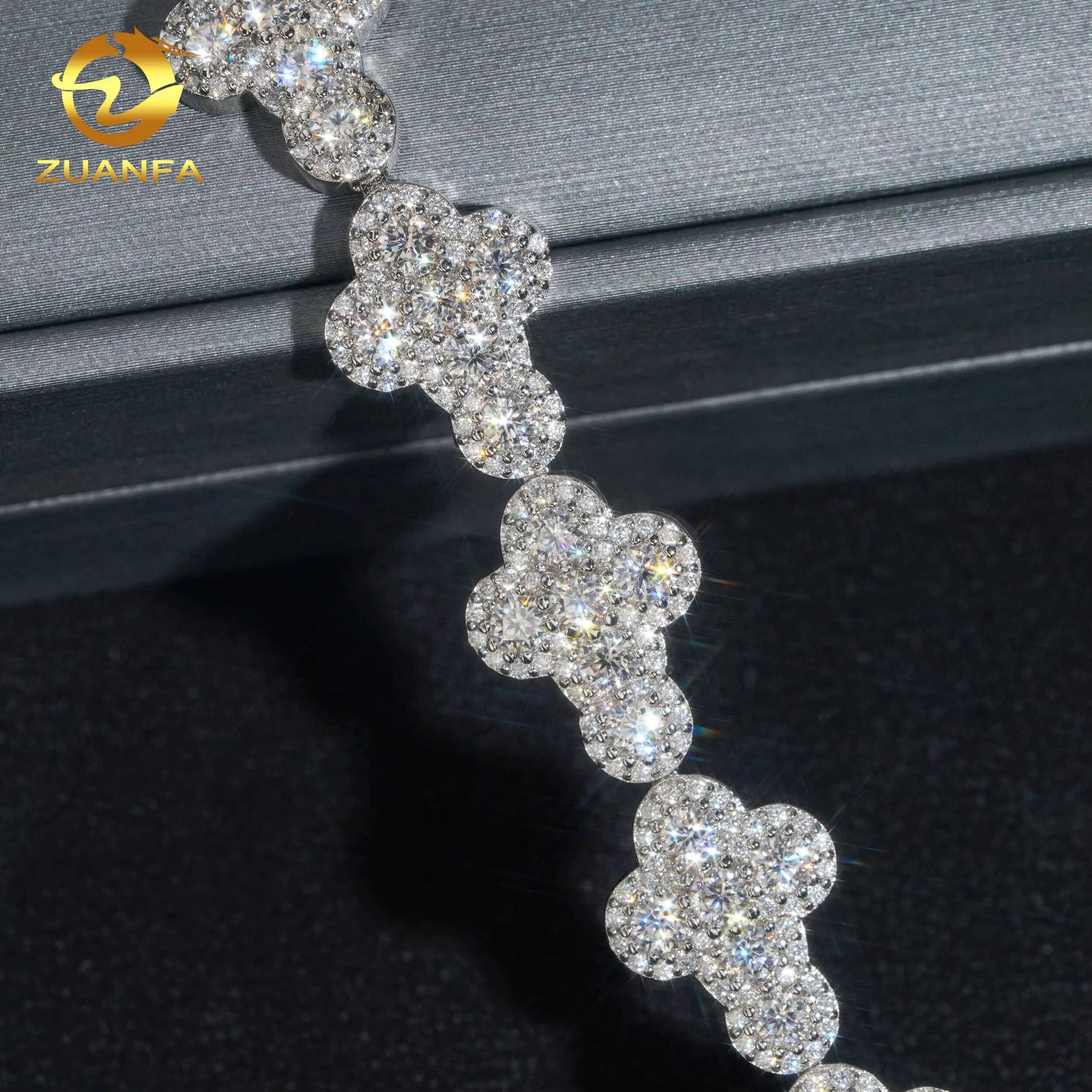 Gra Certificated Pass Tester 925 Silver Iced Out Cluster Tennis Bracelet Moissanite Diamond_voghion.com