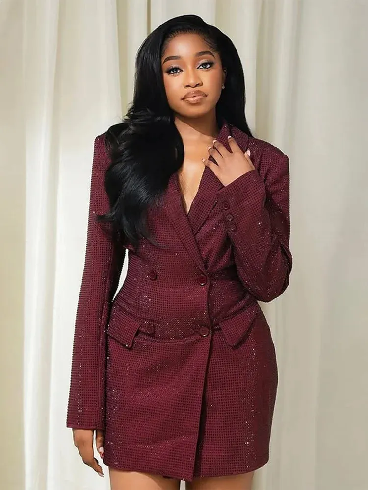 Womens Sparkle Blazer Dress With Deep V Neck – Tailored Ankle Length Party  Dress For Formal Evening & Cocktail Wear From Deng01, $54.32