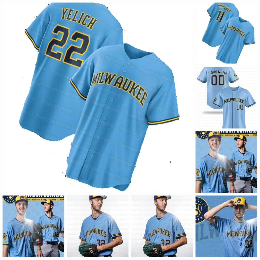 Brewers Yelich 12 Rhys Hoskins 2026 New Powder Blue Jersey Jackson