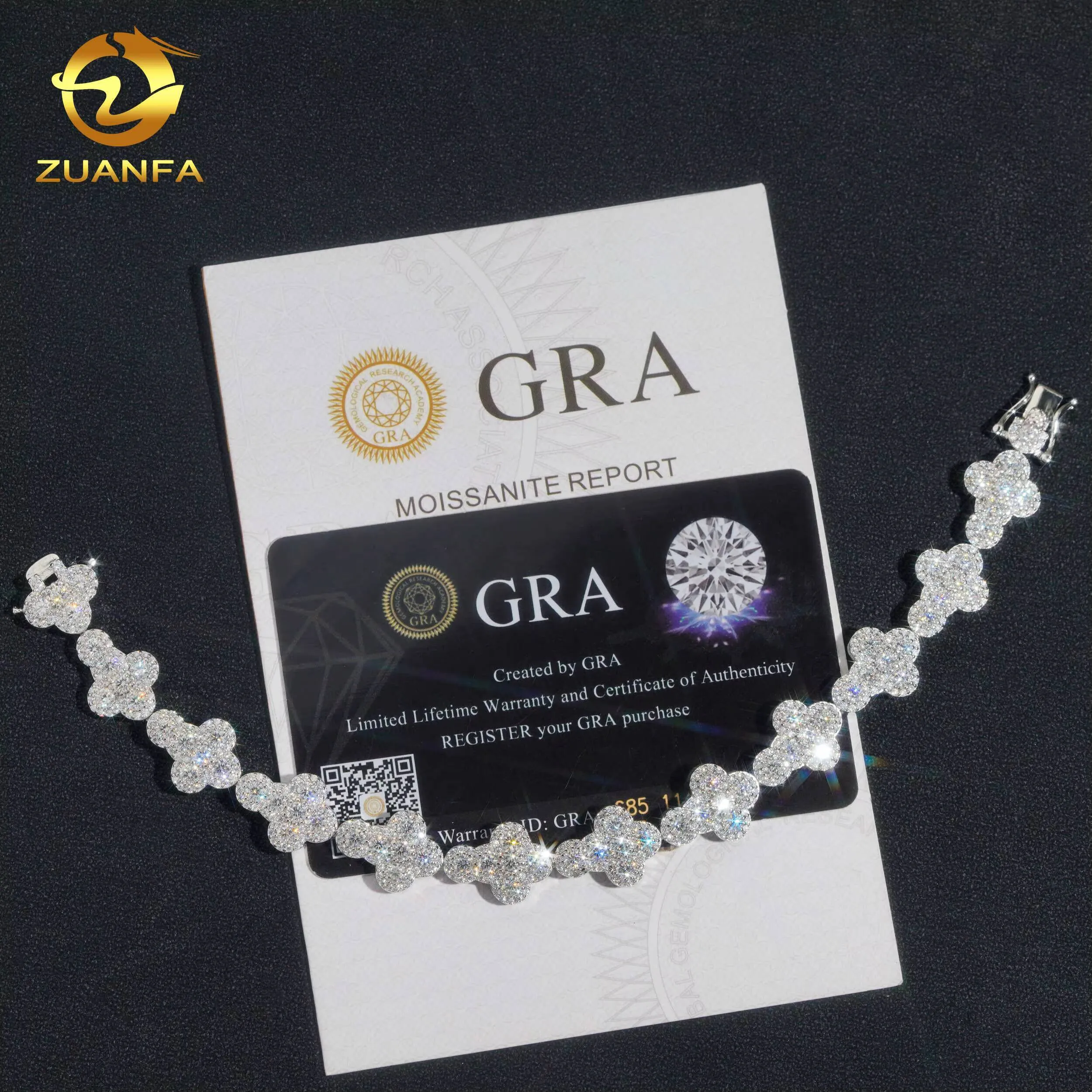 Gra Certificated Pass Tester 925 Silver Iced Out Cluster Tennis Bracelet Moissanite Diamond_voghion.com