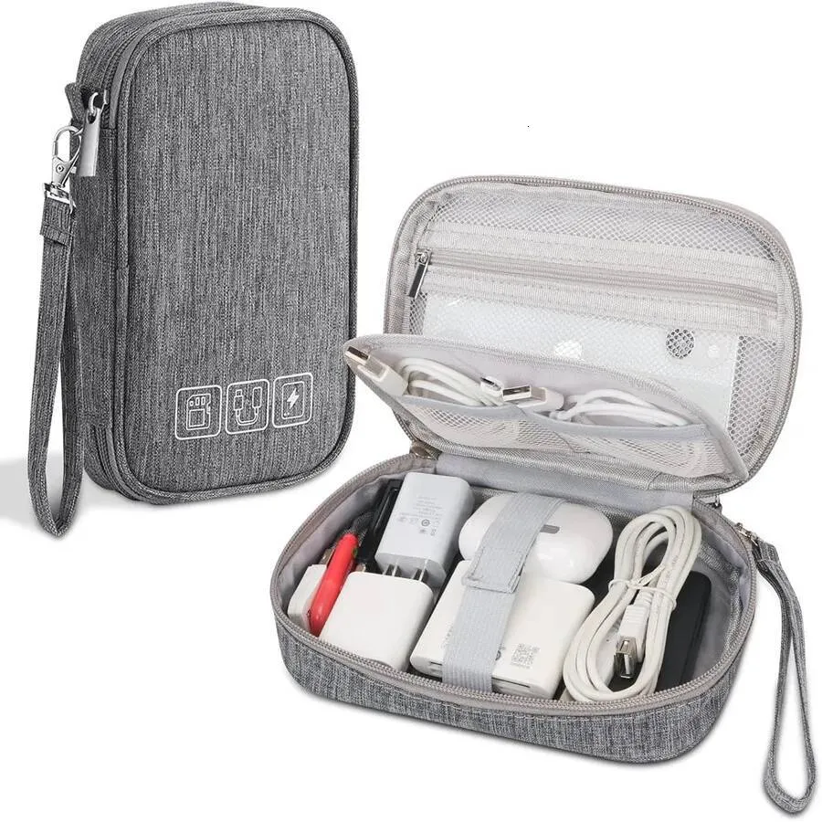 Organizer Da Viaggio Per Cavi E Accessori Elettronici – Borsa In Nylon Rosa – Dimensioni 19x11x2,8 Cm – Portatile E Leggera - 6