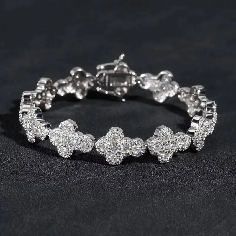Gra Certificated Pass Tester 925 Silver Iced Out Cluster Tennis Bracelet Moissanite Diamond_voghion.com