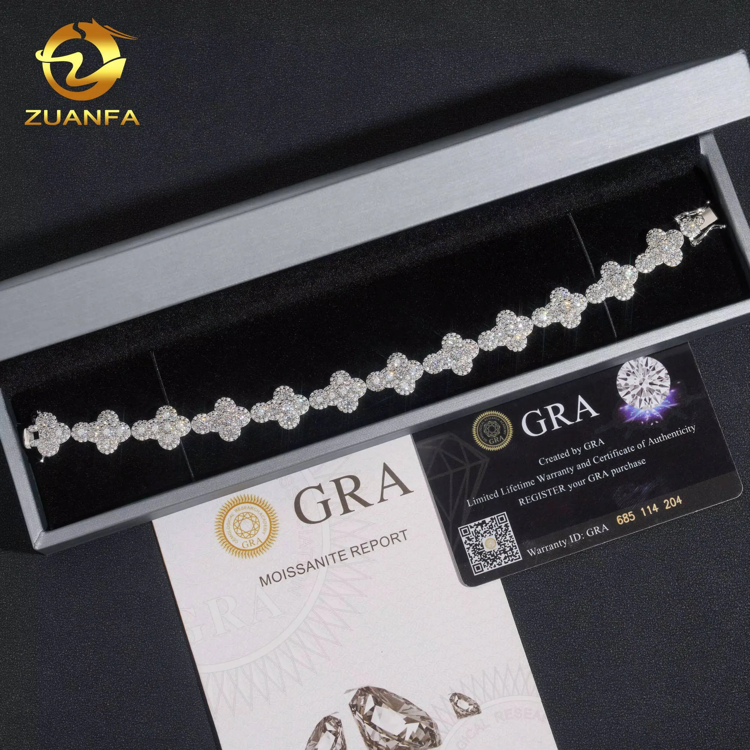 Gra Certificated Pass Tester 925 Silver Iced Out Cluster Tennis Bracelet Moissanite Diamond_voghion.com