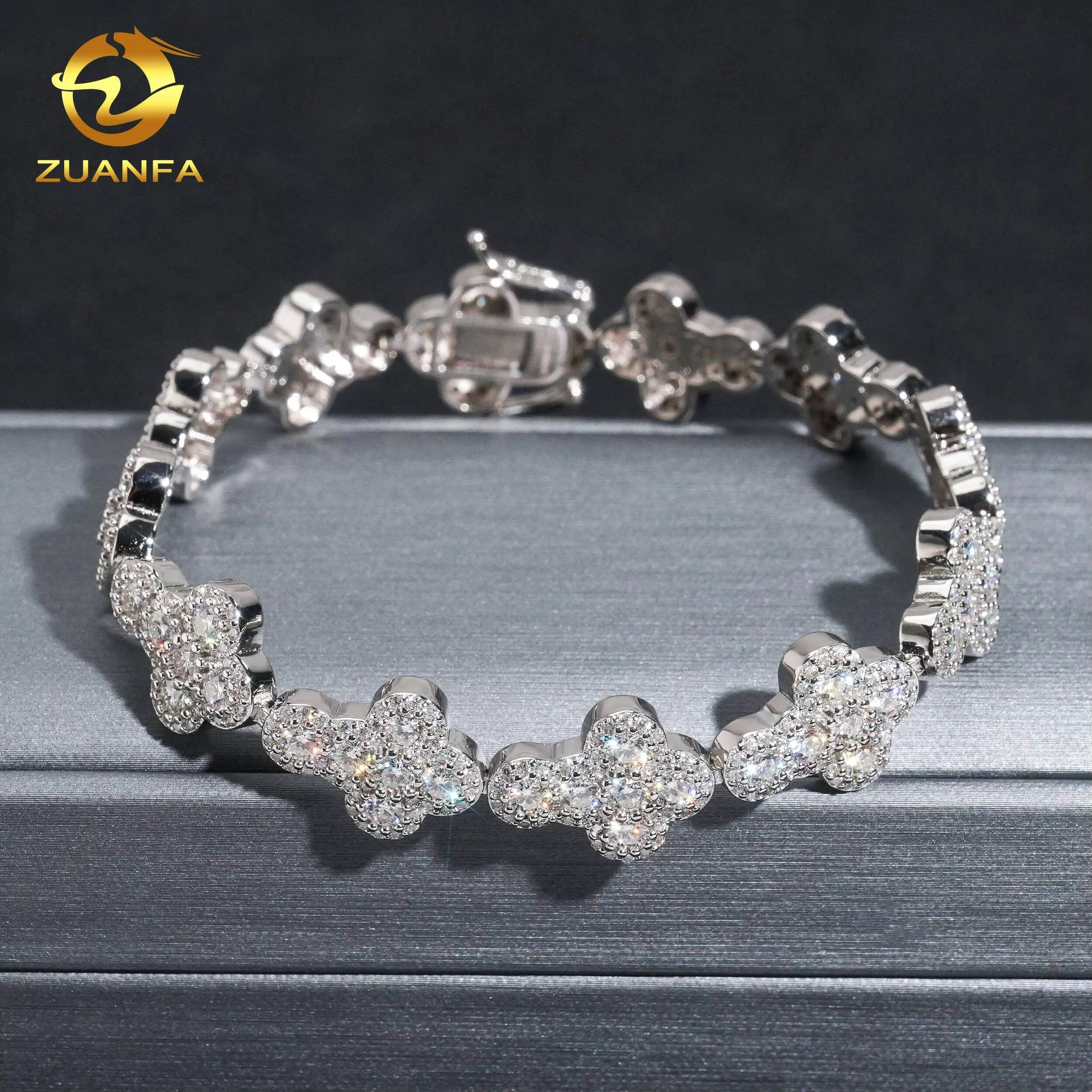 Gra Certificated Pass Tester 925 Silver Iced Out Cluster Tennis Bracelet Moissanite Diamond_voghion.com