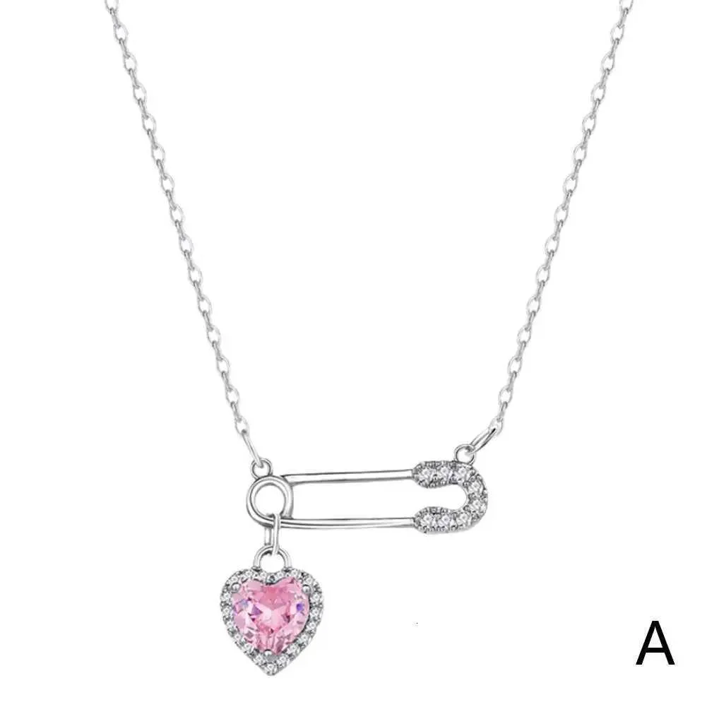 Ciondolo a forma di cuore con spilla da balia per donna, creativo, trendy, con clip, catena, collana girocollo, gioielli alla moda, regalo M251211_voghion.com