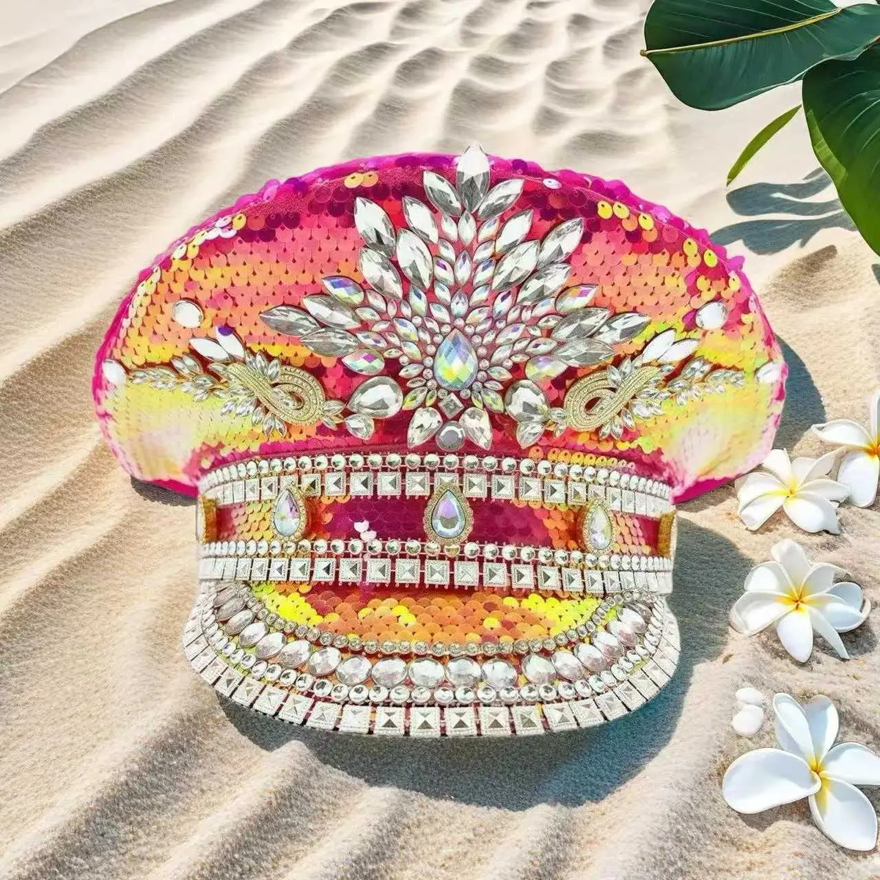 Vintage Pink Rhinestone Captain Palace Hat For Women... From 