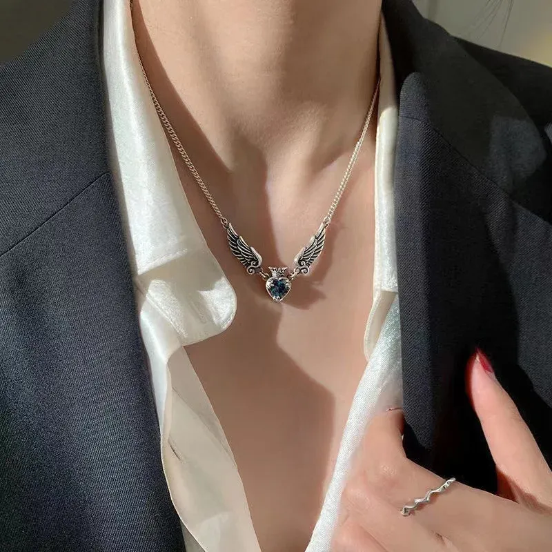 TEOZBLU Collana Donna Acciaio Inossidabile Protezione Angelo Custode, Zirconia Cubica Gioielli Regalo Per Donna, Collana Con Angelo Custode